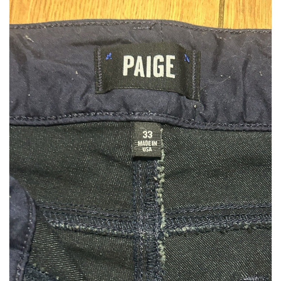 Paige Hidden Hills Boot Dark Wash and Stitch Blue Jeans Sz 33 Petite Inseam 29" - Picture 12 of 14
